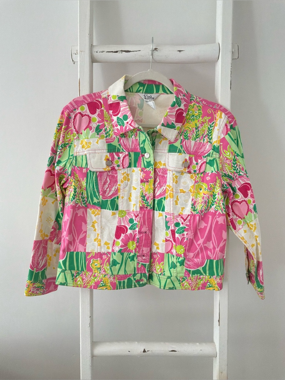 Lilly Pulitzer vintage Floral Patchwork Jacket - Pink & Green
